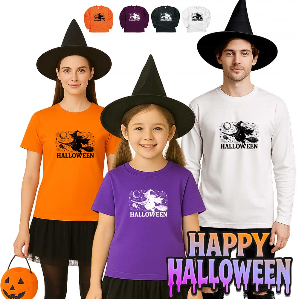 ハロウィンTシャツ コスチューム コスプレ 空飛ぶ魔女Tシャツ 衣装 子供 大人 おもしろ おしゃれ パンプキン tシャツ 半袖Tシャツ ネタ キッズ レディー...