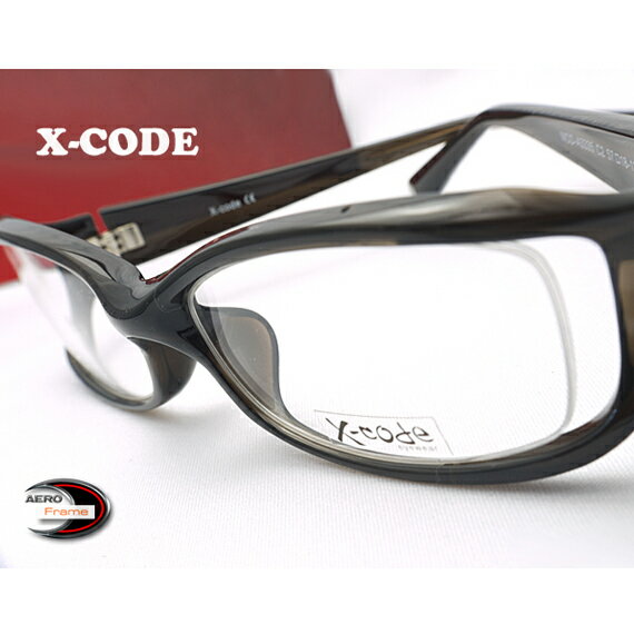 メガネ 度付き/度なし/伊達メガネ/pc用レンズ対応/X-Code Eyewear エアロフレーム D.Gray 超弾力性新素材 ハーフリム眼鏡 《送料無料》