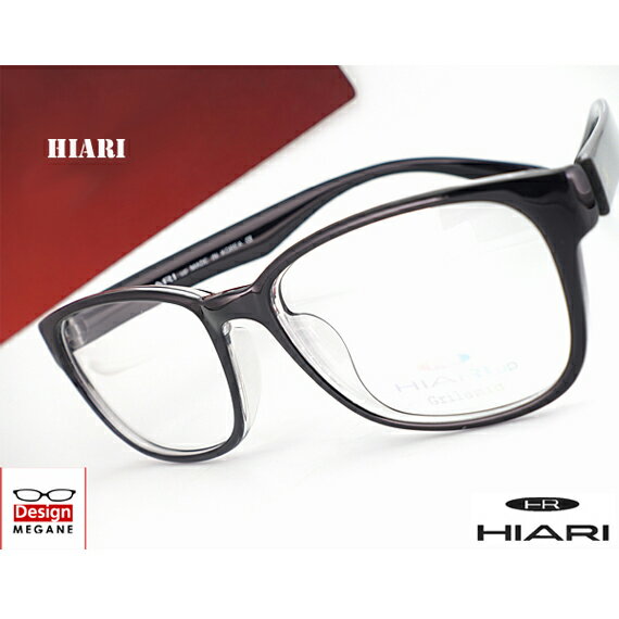 メガネ 度付き/度なし/伊達メガネ/pc用レンズ対応/HIARI (ひおり) Eyewear 超弾力性新素材 (グリルアミドTR-90素材) Black 軽量 ウェリントン型 眼鏡一式 《送料無料》