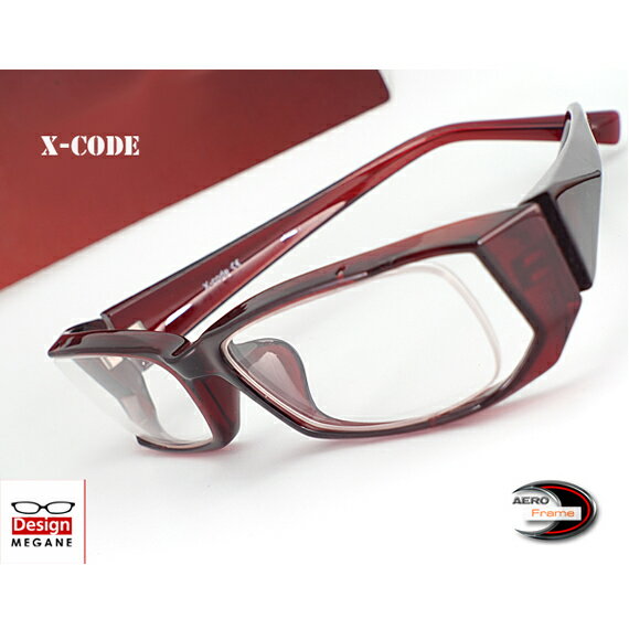 メガネ 度付き/度なし/伊達メガネ/pc用レンズ対応/】X-Code Eyewear エアロフレーム WineRed 超弾力性新素材 眼鏡 《送料無料》