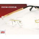 【送料無料】メガネ 度付き/度なし/伊達メガネ/pc用レンズ対応/【メガネ通販】Inguro Eyewear Gold ふちなし眼鏡 ツーポイント チタン素材 ...