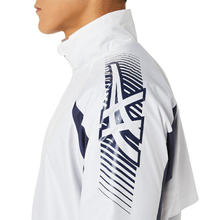 asics アシックス TEAM C WINDREAKER JACKET ブリリアントホワイトxピーコート 2XL 2031D535 100 | スポーツ メンズ 2XL ホワイト 白 紺 服 衣類 衣料品ウェア ウエア ウインドブレーカー ブレーカージャケット 裏起毛 保温性 あたたかい