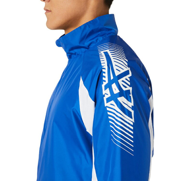 asics アシックス TEAM C WINDREAKER JACKET アシックスブルーxブリリアントホワイト M 2031D535 402 | スポーツ メンズ M ホワイト 白 ブルー 青 服 衣類 衣料品ウェア ウエア アウター ウインドブレーカー ブレーカージャケット 裏起毛 保温性 あたたかい