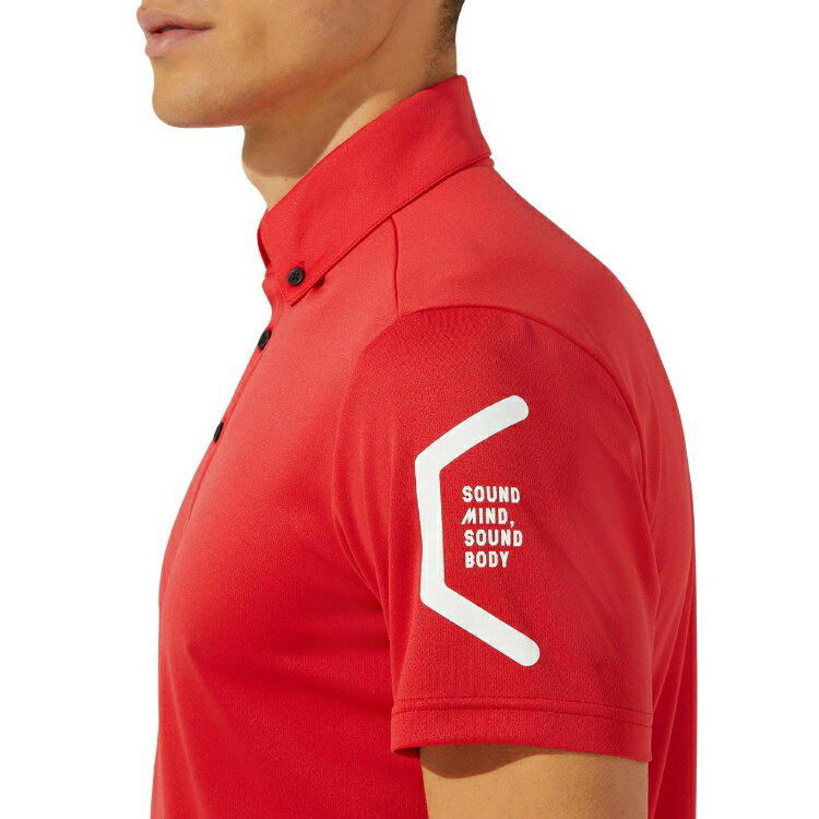 asics アシックス TEAM HEXAGON POLO RECYCLE クラシックレッド XS 2031D728 600 | スポーツ メンズ XS レッド 赤 服 衣類 衣料品ウェア ウエア チームウェア トップス ポロシャツ 吸汗速乾 ボタンダウン リサイクル素材 ポリエステル