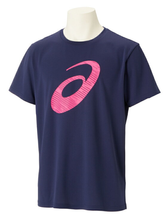 asics アシックス ES DRY BIGLOGO SS SHIRT ピーコート 2XL 2031E019 400 | スポーツ メンズ 2XL 紺 服 衣類 衣料品ウェア ウエア トップス シャツ Tシャツ 半袖 吸汗速乾 リサイクルポリエステル ニット素材