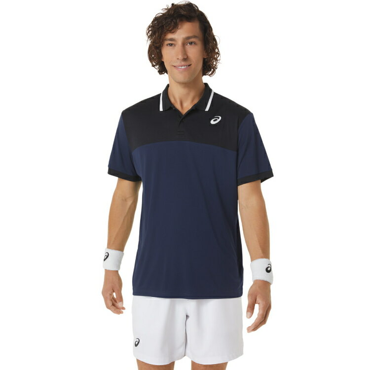 asics アシックス MEN COURT POLO SHIRT ミッドナイトXパフォーマンスブラッ ...