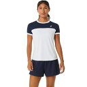 asics アシックス WOMEN COURT SS TOP ブリリアントホワイトXミッドナイト L 2042A262 102 | スポーツ用品 スポーツ グッズ ツール アクセサリー 雑貨 小物 使いやすい テニス 衣類 レディース 女性用 L トップス シャツ 半袖 白 ホワイト 紺 ネイビー