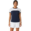 asics アシックス WOMEN COURT SS TOP ミッドナイトXブリリアントホワイト S 2042A262 402 | スポーツ用品 スポーツ グッズ ツール アクセサリー 雑貨 小物 使いやすい テニス 衣類 レディース 女性用 S トップス シャツ 半袖 白 ホワイト 紺 ネイビー