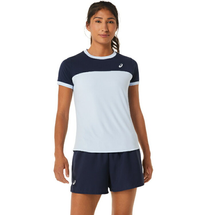 asics アシックス WOMEN COURT SS TOP ソフトスカイXミッドナイト S 2042A262 408 | スポーツ用品 スポーツ グッズ ツール アクセサリー 雑貨 小物 使いやすい テニス 衣類 レディース 女性用 S トップス シャツ 半袖 青 ブルー スカイ 紺 ネイビー