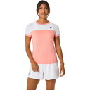 asics アシックス WOMEN COURT SS TOP グアバXブリリアントホワイト L 2042A262 701 | スポーツ用品 スポーツ グッズ ツール アクセサリー 雑貨 小物 使いやすい テニス 衣類 レディース 女性用 L トップス シャツ 半袖 グアバ 白 ホワイト ドライ