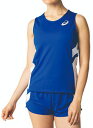 asics アシックス RUNNING SHIRT AブルーxWHT L 2092A086 401 | スポーツ スポーツウェア 陸上 ランニング ジョギング マラソン ランニングシャツ ノースリーブ タンクトップ トップス レディース 部活 練習 スポーツ用品 ロゴ