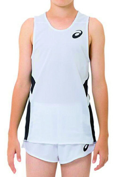 asics アシックス JR RUNNING SHIRT BホワイトxBK 140 2094A001 100 | スポーツ スポーツウェア 陸上 ランニング ジョギング マラソン ランニングシャツ トップス 汗処理機能 通気性 快適 キッズ ジュニア スポーツ用品 練習 ワンポイント ロゴ