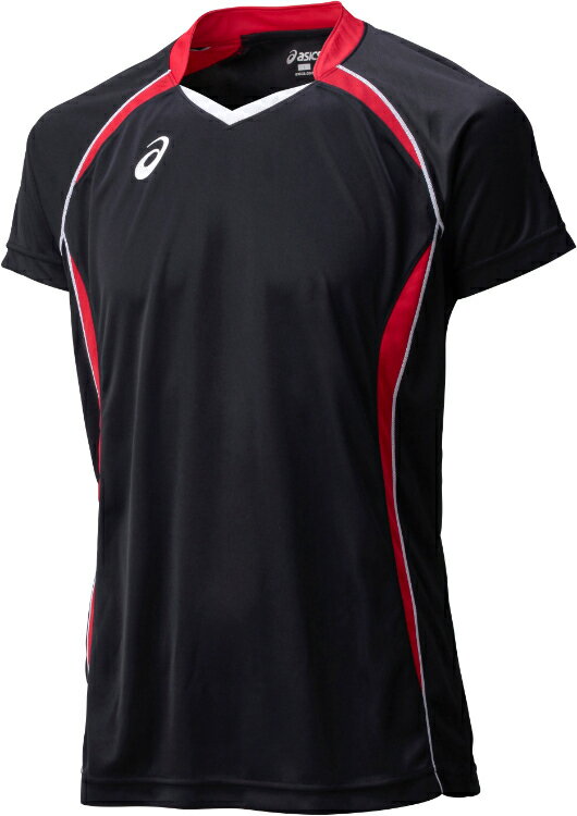 asics アシックス GAMESHIRTSHS ブラツクxVレツト S XW1316 9024 | スポーツ用品 スポーツ スポーツウェア ウェア バレーボール バレー ゲームシャツ Tシャツ ショートスリーブ 半袖 吸汗速乾 トップス ユニセックス ジュニア 男女兼用 ロゴ