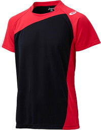 asics アシックス GAMESHIRTSHS ブラツクxVレツト S XW1321 9024 | スポーツ バレーボール メンズ レディース バレーボールウェア ウエア トップス レッド 赤 ブラック 黒 S ゲームシャツ シャツ 半袖 吸汗速乾 ショートスリーブ 薄手 フィット