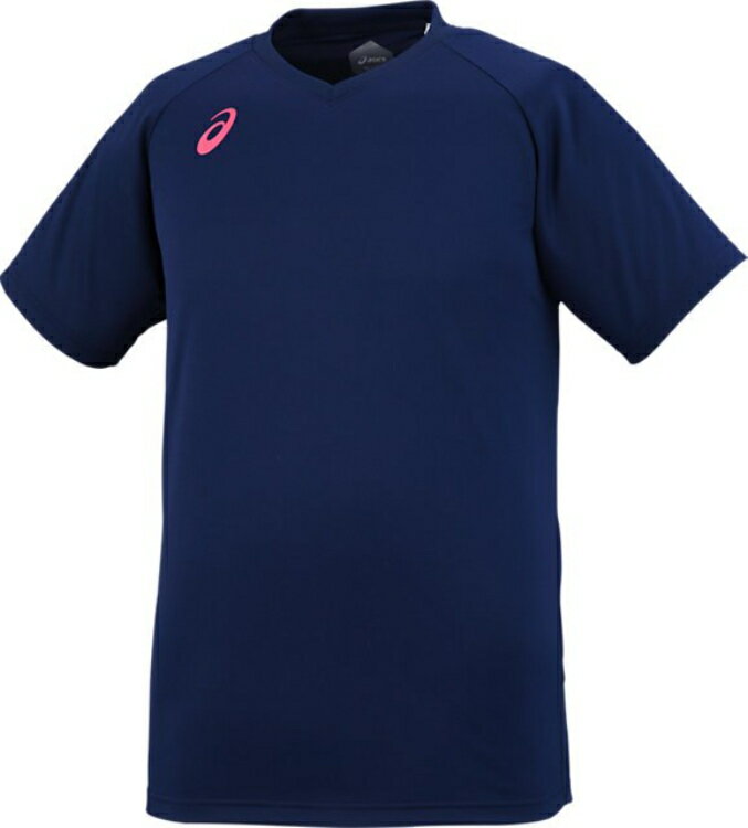 asics アシックス PRACTICE SHORT SLEEVE TOP NAVY M XW6746 50 | スポーツ バレーボール メンズ レディース バレーボールウェア ウエア ネイビー 紺 M トップス プラクティス半袖シャツ シャツ 半袖 吸汗速乾 ショートスリーブトップ