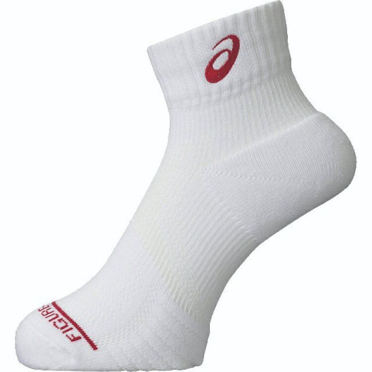 asics アシックス FIGURE EIGHT SOCKS 13 WHxレツド 26 XWS628 123 | スポーツ バレーボール アクセサリー 靴下 ソックス ホワイト 白 レッド 赤 26センチ フィギュアエイトソックス サポート 抗菌防臭 銀イオン 効果 ハイソックス 吸汗速乾 クッション性 快適