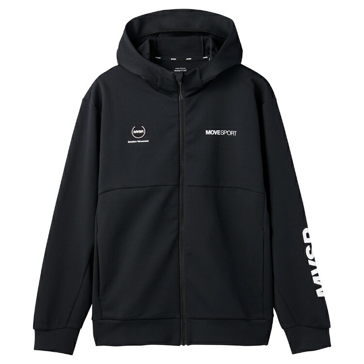 DESCENTE デサント S.F.TECH スリーブロゴ フルジップフーディー ブラック XOサイズ DMMVJF20 BK | スポーツ スポーツウェア ウエア 服 衣類 機能性 トップス 長袖 ロングスリーブ ストレッチ性 伸縮性 吸汗 ロゴ ブランド UVカット 紫外線対策 日焼け防止 ブラック 2XL 3L