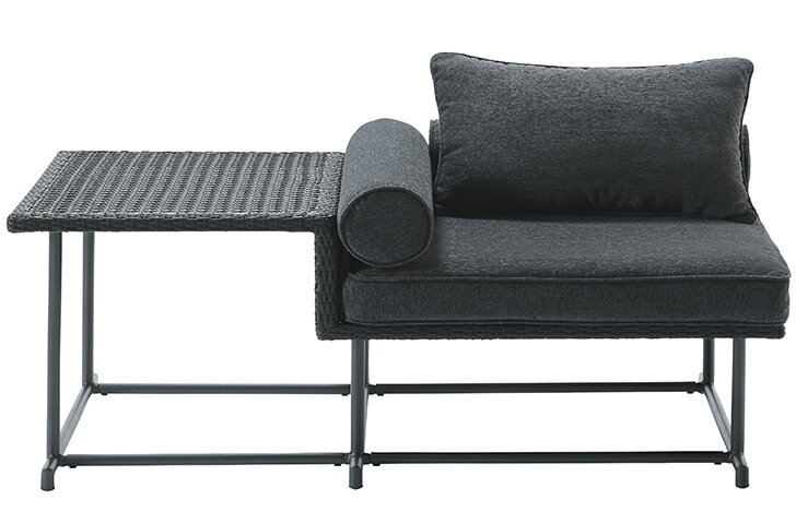 PATIO PETITE MA-ソファ シングル サイドテーブル付き MA-SOFA SINGLE WITH SIDE TABLE | ソファ チェア おしゃれ 黒 ブラック インテリア サイドテーブル シングル コンパクト 人工ラタン かっこいい リゾート ベランダ バルコニー テラス 庭 シンプル 屋外 家具
