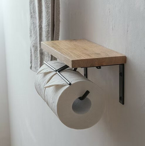 ポッシュリビング トイレットペーパーホルダー ダブル ブラック 41391 | ダブル アンティーク 北欧 木製 アイアン ブラック コストコ トイレ ペーパーホルダー 棚 棚付き おしゃれ ナチュラル 収納 DIY
