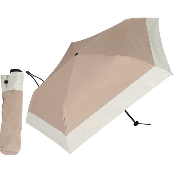 超軽量カーボン5本骨 晴雨兼用傘 バイカラー ベージュ×オフ MEX50DP-053PI BGE+OF | 25-0338-026 折り畳み傘 雨具 傘 雨傘 日傘 晴雨兼用 折りたたみ 軽い 遮熱 完全遮光 涼しい コンパクト UVカット 持ち運び 通り雨 贈答 景品 レジャー アウトドア 仕事 通勤 通学