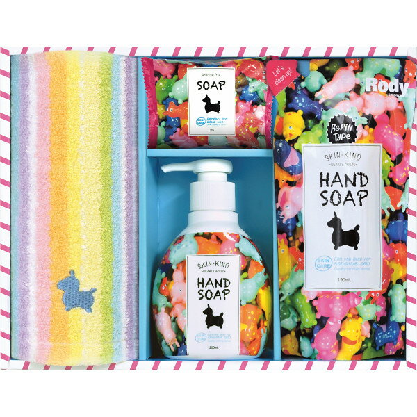 ロディ ハンドソープ&タオルセット R-15F2 | 25-0494-095 日用品 日用雑貨 生活雑貨 日用消耗品 衛生用品 ハンドソープ ハンドクリーム ハンドケア 保湿成分 タオル ギフト プレゼント プチプレゼント 贈り物 プチ必需品 かわいい おすすめ 人気
