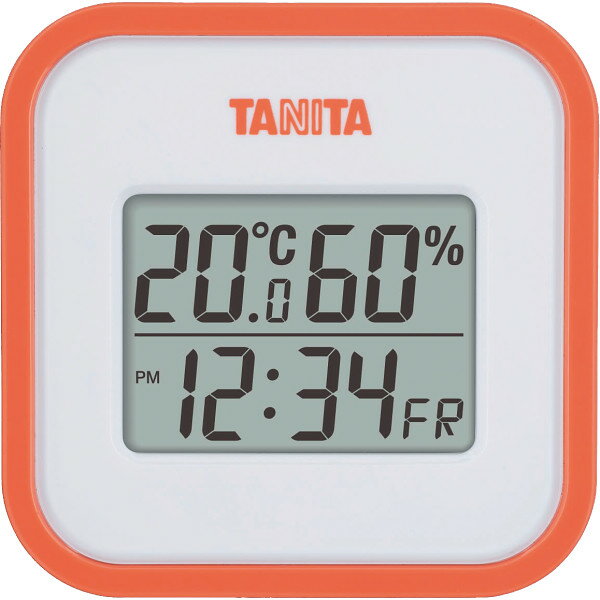 タニタ デジタル温湿度計 オレンジ TT558OR | 0291020 日用品 雑貨 インテリア 日用雑貨 デジタル 温度計 湿度計 温湿度計 小型 時計 日付表示機能付き 温度表示範囲-5 0〜50℃ 湿度表示範囲20〜95% ギフト オススメ 人気