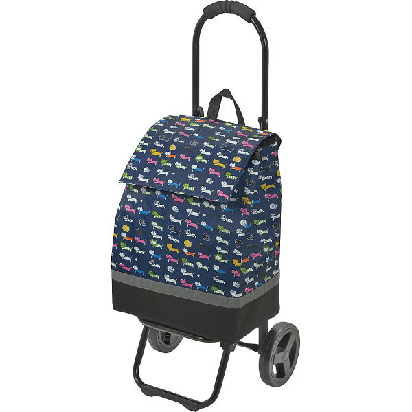 ネコ柄ショッピングカート ネイビーブルー 15-5038-80 | 24-0389-132キャリーバック 鞄 カバン 立体的 機能性 トラベル 旅行 お出かけ 便利 アウトドア ファッション小物 デザイン シンプル カジュアル おしゃれ ユニセックス 男女兼用 ギフト