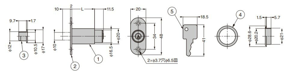 SUGATSUNE スガツネ工業 シリンダー プッシュ錠 2167型 150-065-164 2167-30-B | DIY LAMP ランプ 金物 金具 部品 ツール 錠 鍵 セキュリティ部品 ロック 防犯 シリンダー プッシュ錠 木 引違戸 戸棚 キャビネット