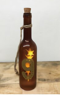 TRI GLASS LIGHT NUMBER BOTTLE BROWN 9 SLW103 | ライト グラスライト ブラウン 茶色 9 ナンバーボトル 数字 インテリアライト 照明 レトロ LEDライト 星形 スター 装飾 電飾 ガラス瓶 ボトル ライト ディスプレイ 雑貨 カフェ ショップ お店 コンセント不要 リビング