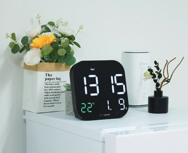 LED THERMO ALERT CLOCK Tierra SLW415 | 電波時計 卓上時計 クロック LED表示 デジタル時計 アラーム カレンダー デザイン時計 置き掛け兼用 [2]