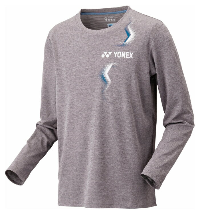 YONEX ヨネックス ユニロングスリーブTシャツ グレー XO 16807 10 | スポーツ スポーツウェア 競技 テニス 軟式 硬式 バトミントン ウェア シャツ 長袖 UVカット 吸汗 速乾 クール 制電 ストレッチ ゲームウェア ユニフォーム ユニセックス 男女兼用