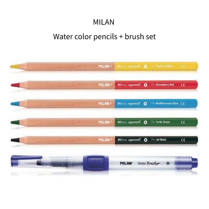 乐天商城 - MILAN ミラン ウォーターカラーペンシル＆ブラシセット 水彩色鉛筆 水筆付 BWM10401