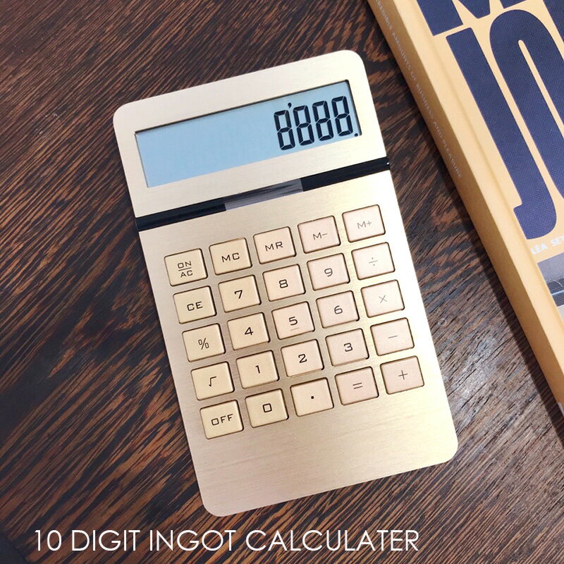 電卓 10ディジット インゴット カリキュレーター ゴールド おしゃれ 金 シンプル 10digit ingot calculator 計算機 オフィス DETAIL