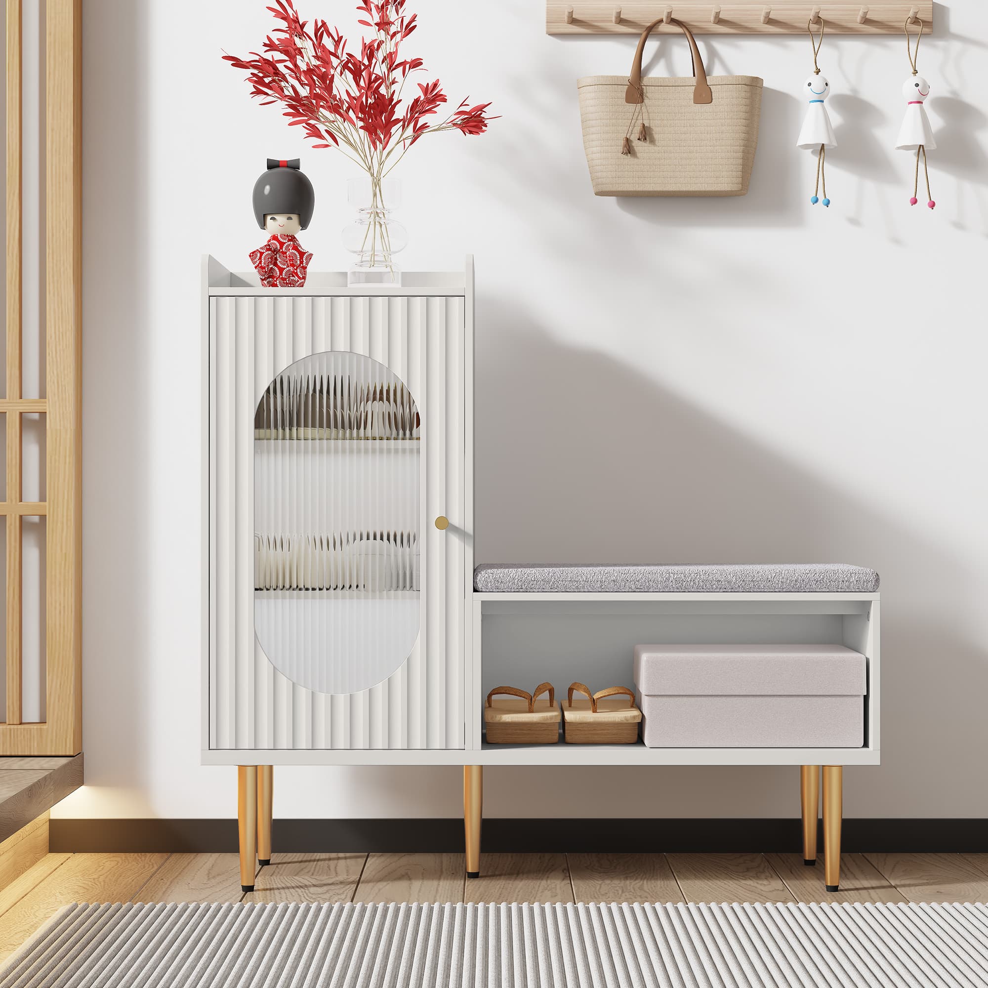 楽天市場】スリム 玄関 ベンチ（カラーホワイト）（インテリア・寝具