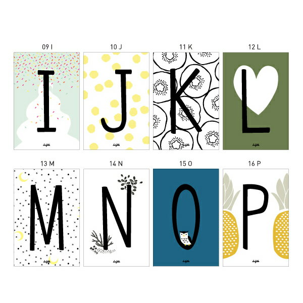 【在庫限り品SALE】ポストカード Alphabet card A-P／デイリーライク Dailylike【メール便対応】 絵葉書 ハガキ かわいい おしゃれ 北欧風 メッセージカード プレゼント ギフト 誕生日 バースデー ウェディング 手紙 英語 英字 イニシャル アルファベットカード