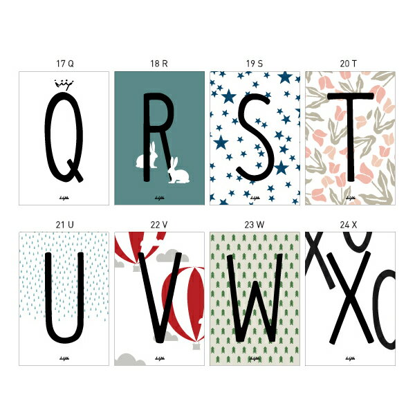 【在庫限り品SALE】ポストカード Alphabet card Q-Z Black,White／デイリーライク Dailylike【メール便対応】 絵葉書 ハガキ かわいい おしゃれ 北欧風 メッセージカード プレゼント ギフト 誕生日 バースデー ウェディング 手紙 英語 英字 イニシャル アルファベットカード