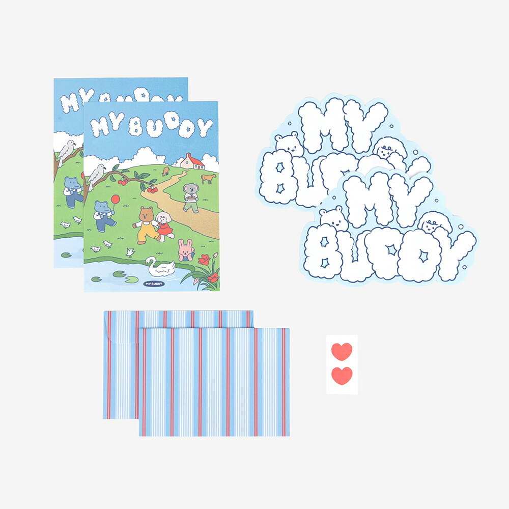 レターセット MY BUDDY SHAPE LETTER - 02 Good day／デイリーライク Dailylike韓国 韓国文具 母の日ギフト 便箋 封筒 手紙 おしゃれ 大人 子供 かわいい プレゼント ギフト お祝い 誕生日 クリスマス バレンタイン クマ マイバディ