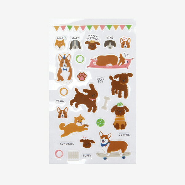 シール Daily Sticker 08 Puppy シール／デイリーライク Dailylike【メール便対応】 かわいい おしゃれ ステッカー ラッピング プレゼント スケジュール カレンダー 日記 バレンタイン コラージュ スクラップブッキング 子犬 コーギー プードル 韓国