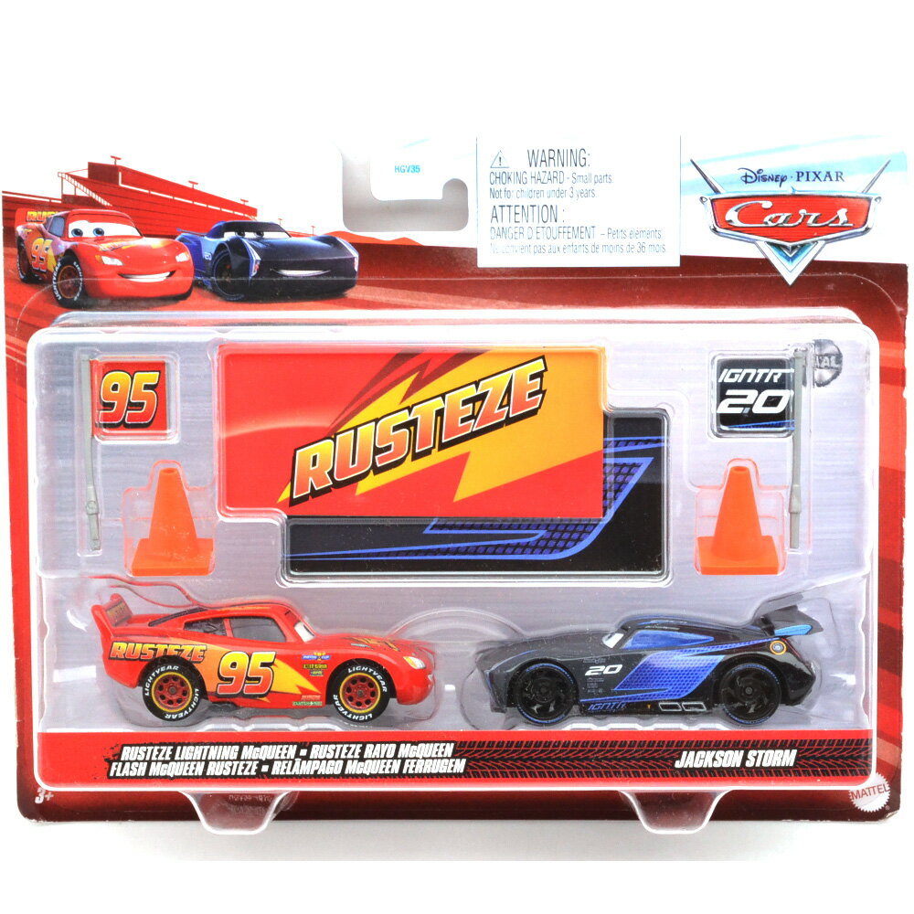 MATTEL CARS RUSTEZE LIGHTNING McQUEEN & JACKSON STORMラスティーズ・ライトニングマックイーン & ジャクソン・ストーム*カードはダメージがございます。