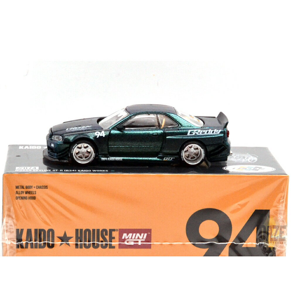 KAIDO HOUSE - NISSAN SKYLINE GT-R(R34) KAIDO WORKS GREDDY V1(GREEN)街道はうす　ニッサン・スカイライン GT-R(R34) KAIDO WORKS グレッディ V1(グリーン)*チェイスカーがランダムで混入いたします。
