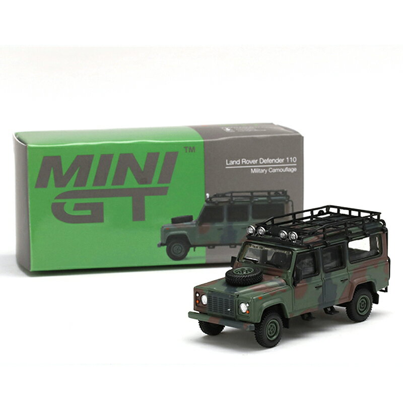 MINI GT 1/64　HONG KONG EXCLUSIVE - LAND ROVER DEFENDER 110 MILITARY CAMOUFLAGE　香港 限定　ランドローバー・ディフェンダー110　ミリタリーカモフラージュ　香港 限定　右ハンドル