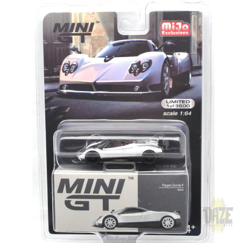 MINI GT 1/64 TOYS - PAGANI ZONDA F (SILVER) CHASE CAR - LHDアメリカ　MiJo Toys 限定　パガーニ・ゾンダ F (シルバー) チェイスカー - 左ハンドル仕様