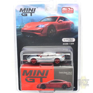MINI GT 1/64 MIJO EXCLUSIVE - PORSCHE TAYCAN TURBO S (CARMINE RED) CHASE CAR - LHD MiJo 限定 ポルシェ・タイカン・ターボS (カルミン・レッド) チェイスカー 左ハンドル仕様