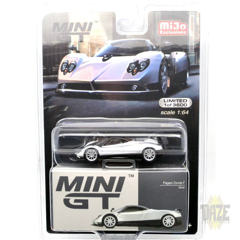 MINI GT 1/64 TOYS - PAGANI ZONDA F (SILVER)アメリカ　MiJo Toys 限定　パガーニ・ゾンダ F (シルバー) - 左ハンドル仕様