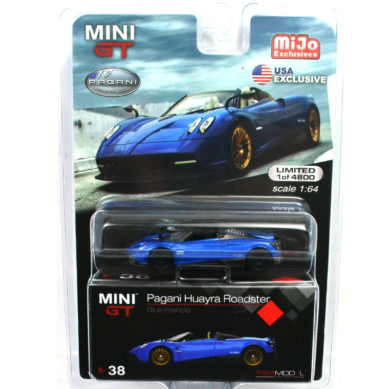 MINI GT PAGANI HUAYRA ROADSTER (BLUE FRANCIA) - LHD (CHASE CAR)MiJo 限定　パガーニ・ウアイラ　ロードスター　(ブルー　フランシア)左ハンドル仕様 (チェイスカー)
