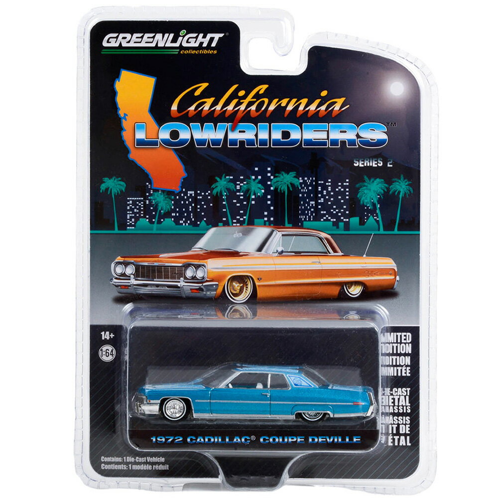 GREENLIGHT CALIFORNIA LOW RIDERS SERIES 2- 1972 CADILLAC COUPE DE VILLE (CUSTOM LIGHT BLUE)グリーンライト カリフォルニア ローライダーズ シリーズ2 - 1972 キャデラック クーペデビル(カスタム ライトブルー)