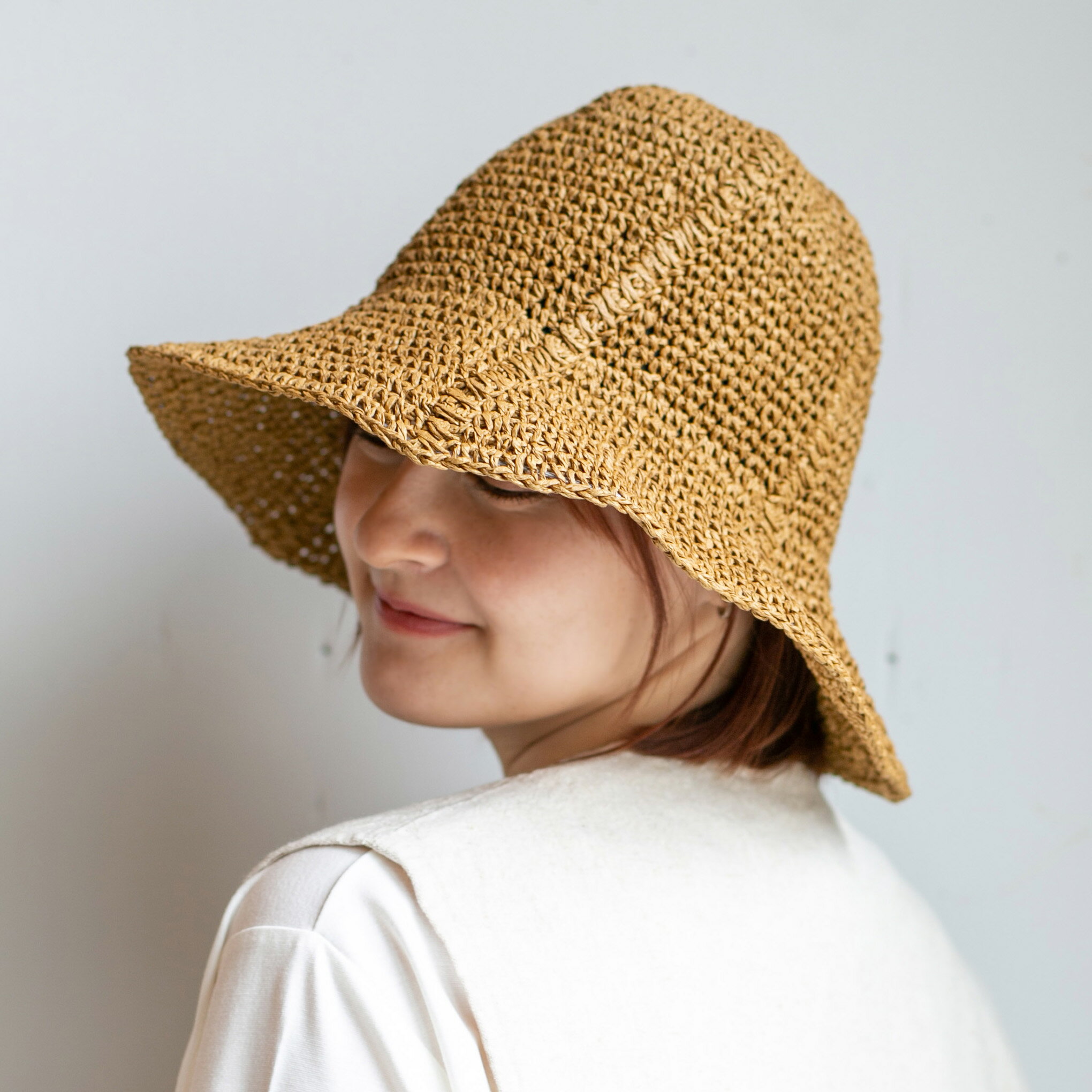 ペーパー細編みチューリップハット ハット レディース 帽子 サファリハット 14+ イチヨン プラス / 103611