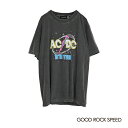 GOOD ROCK SPEED グッドロックスピード AC/DC “1970 TOUR” ショートスリーブ Tシャツ  レディース エーシーディーシー ライブ ティーシャツ カットソー プルオーバー オーバーサイズ ゆったり バンドティー ロックティー