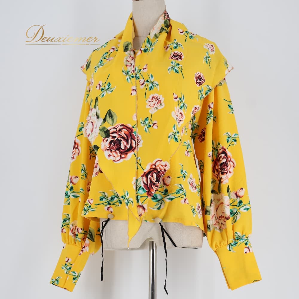 【中古】 フラメンコ 衣装 トップス ブラウス イエロー系 花柄 花 シージョ ピキージョ セット 黄 緑 鮮やか ボランテ フリル 長袖 かわいい 薄い 襟 華やか 映え ダンス衣装 イベント ステージ パーティー おしゃれ レディース グリーン フリルブラウス B012-2511002001578