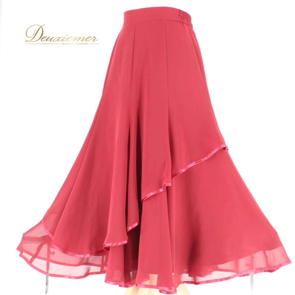 Rakuten - 【中古】 Papillon パピヨン 社交ダンス 衣装 スタンダード スカート レッスンウェア レディース レッド系 赤 無地 フォーマル シンプル 上品 練習着 ダンススカート スタンダード用スカート 表記Mサイズ I050-2510718011376